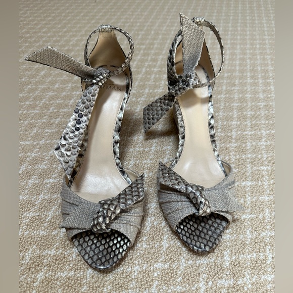 Alexandre Birman linen & snake skin Wedges - Picture 2 of 4